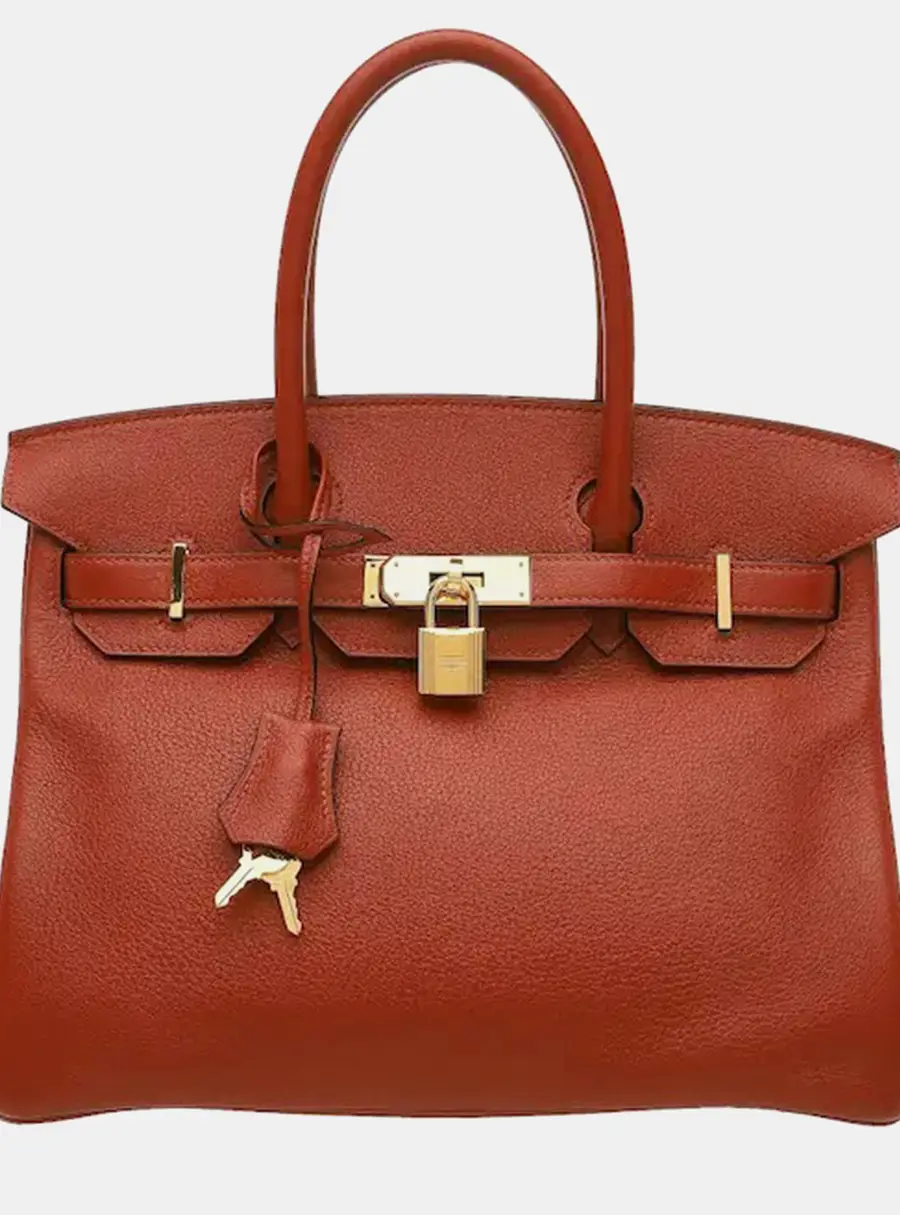 Hermes Birkin 30 Cuivre Taurillon Novillo Leather Top Handle Bag