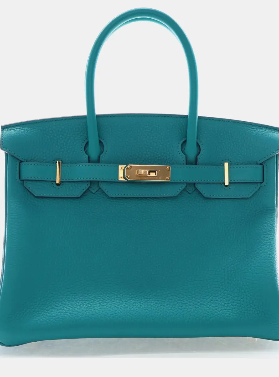 Hermes Birkin 30 Vert Verone Togo Calfskin Leather Top Handle Bag