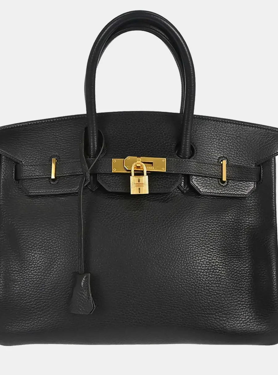 Hermes Birkin 35 Black Ardennes Calfskin Leather Top Handle Bag