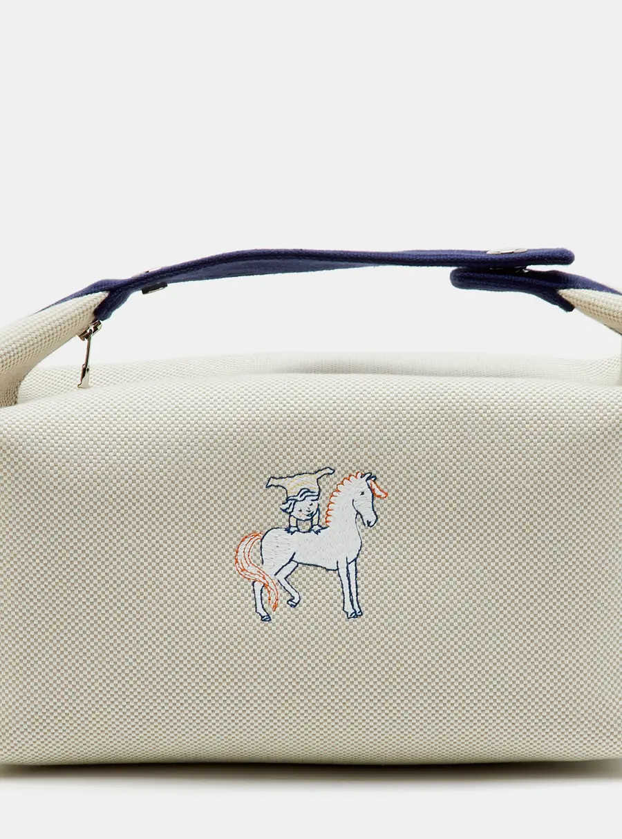 Herm&egrave;s Bride-a-Brac Cabriole Case Large Gris Perle Canvas Pouch