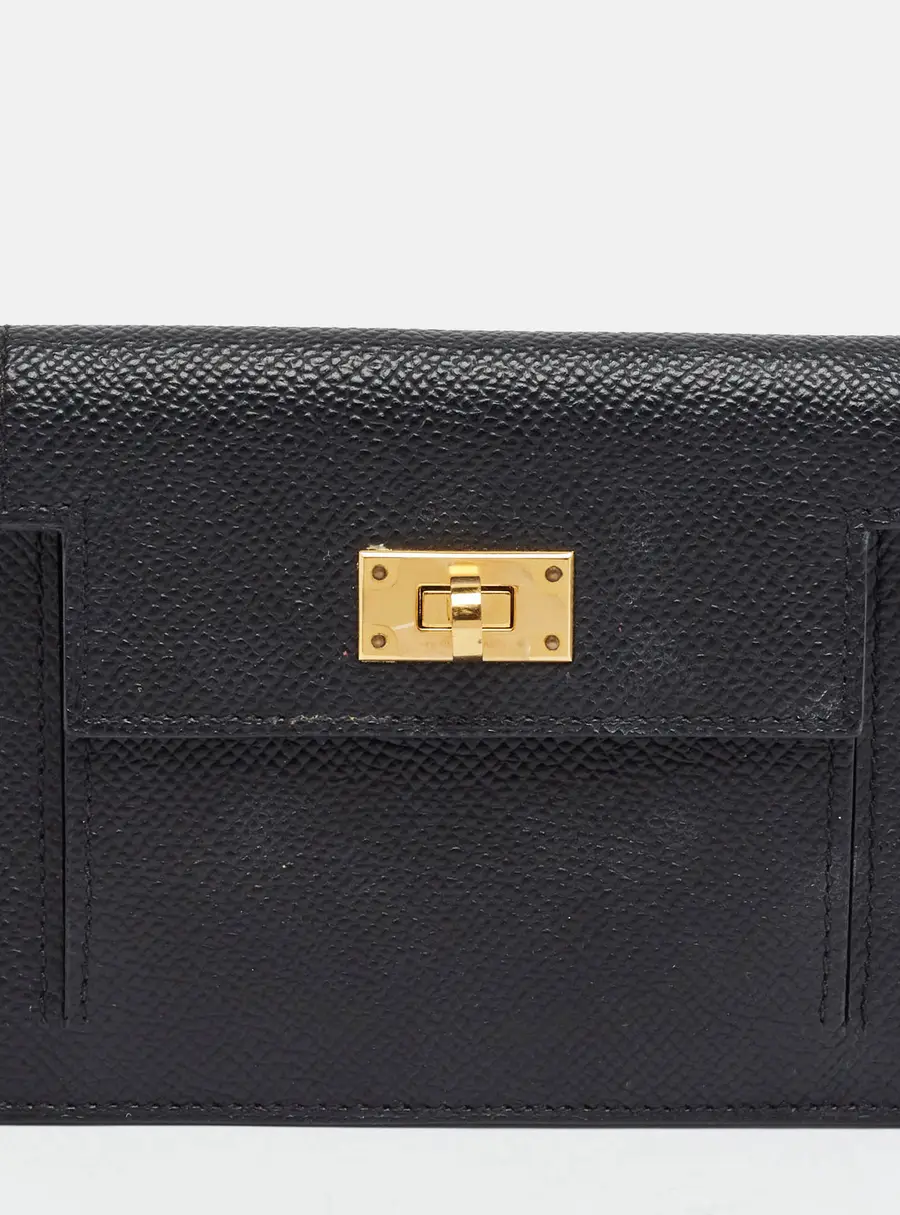 Hermès Kelly Pocket Noir Epsom Leather Compact Wallet