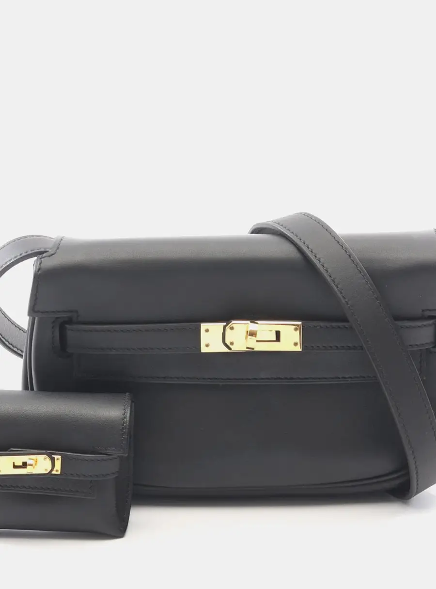 Hermes  Black Leather Kelly Moove Shoulder Bag