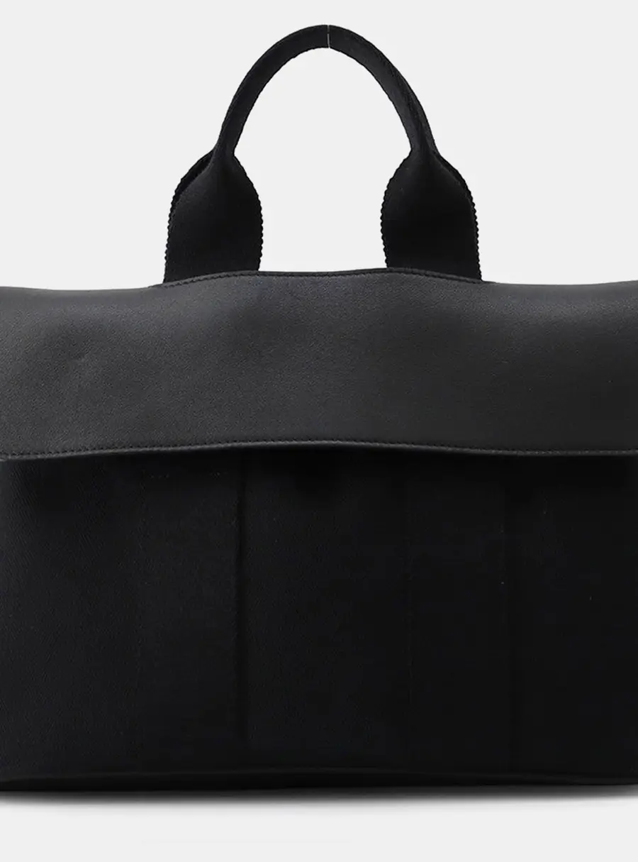 Hermes Valparaiso Black Toile Chevrons Leather Size Pm
