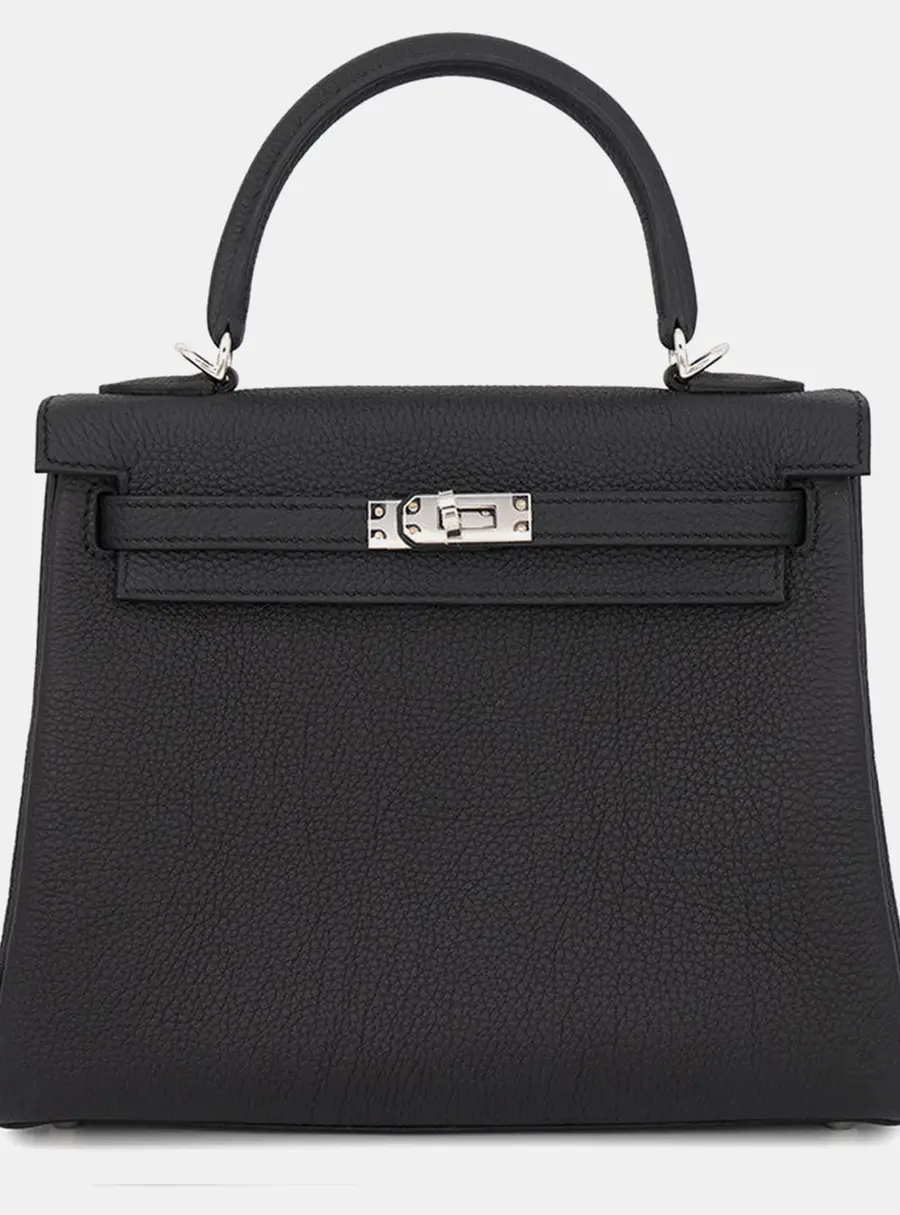 Hermes Kelly Retourne Black Togo Leather Size 25
