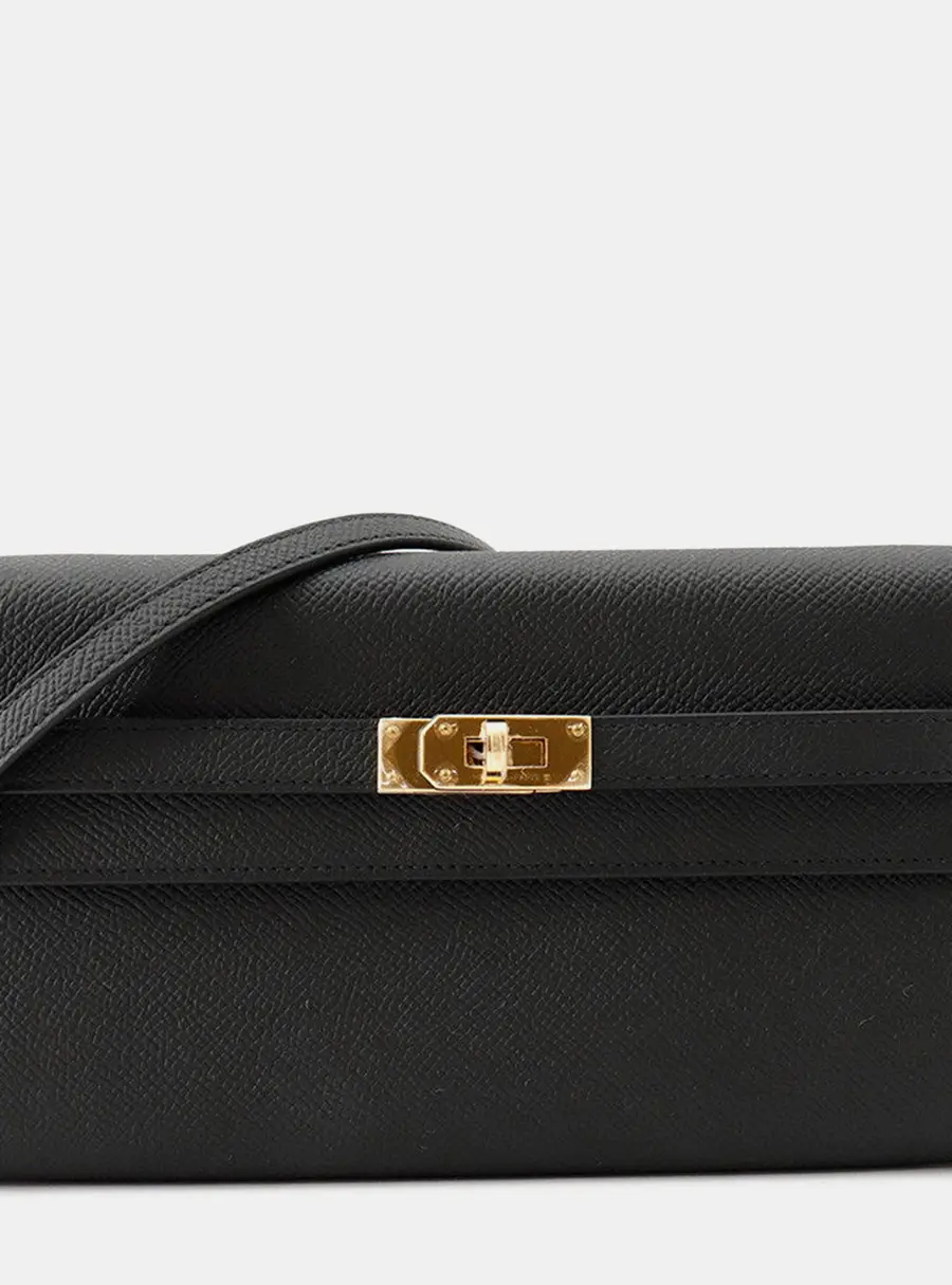 Hermes Kelly To Go Wallet Black Epsom Leather Wallet Bag
