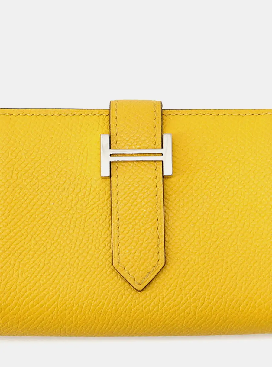 Hermes Bearn Mini Jaune Ambre Epsom Leather Wallet Bag