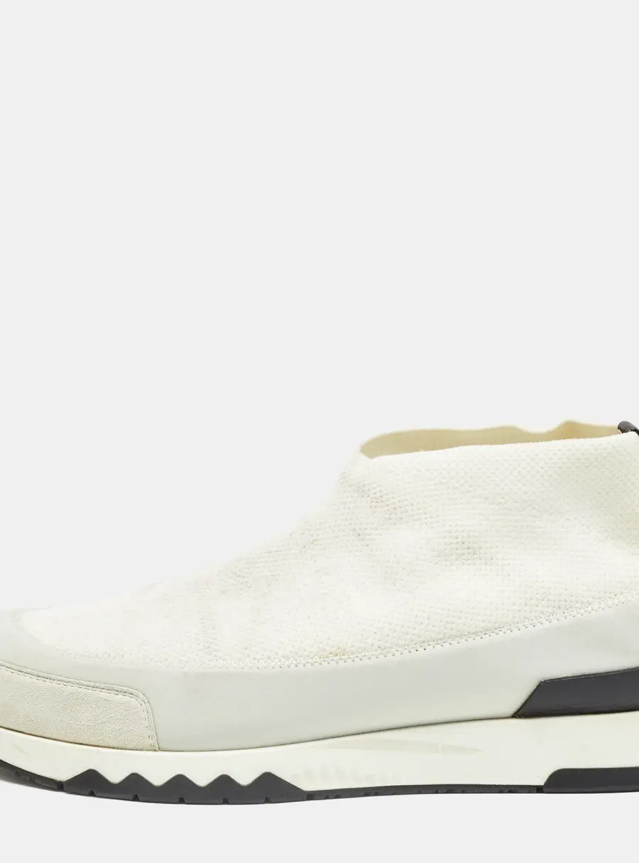 Hermes Size 38.5 White Knit Fabric, Neoprene and Suede Slip On Sneakers