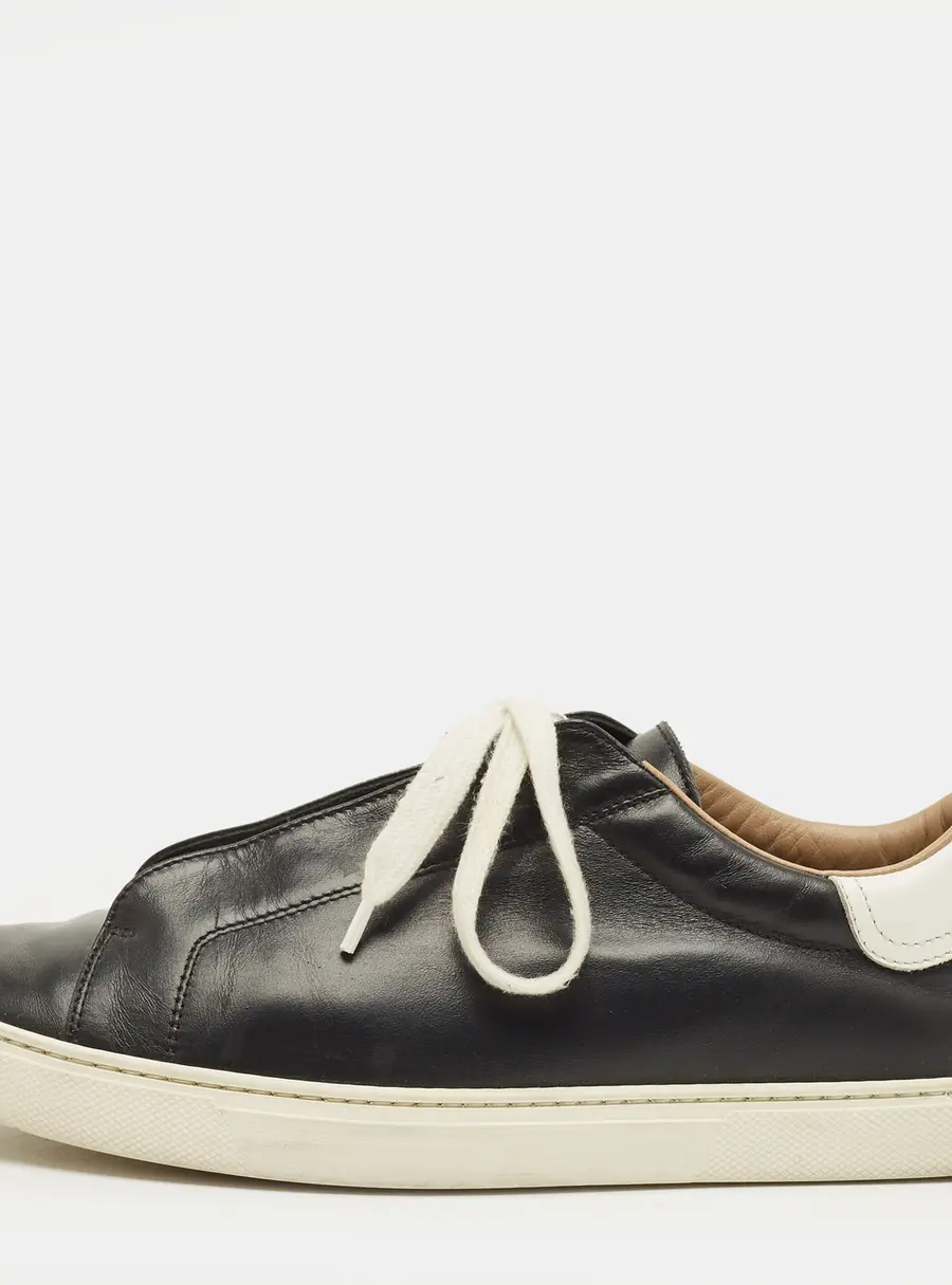 Hermes Day Size 40 Black Leather Lace Up Sneakers