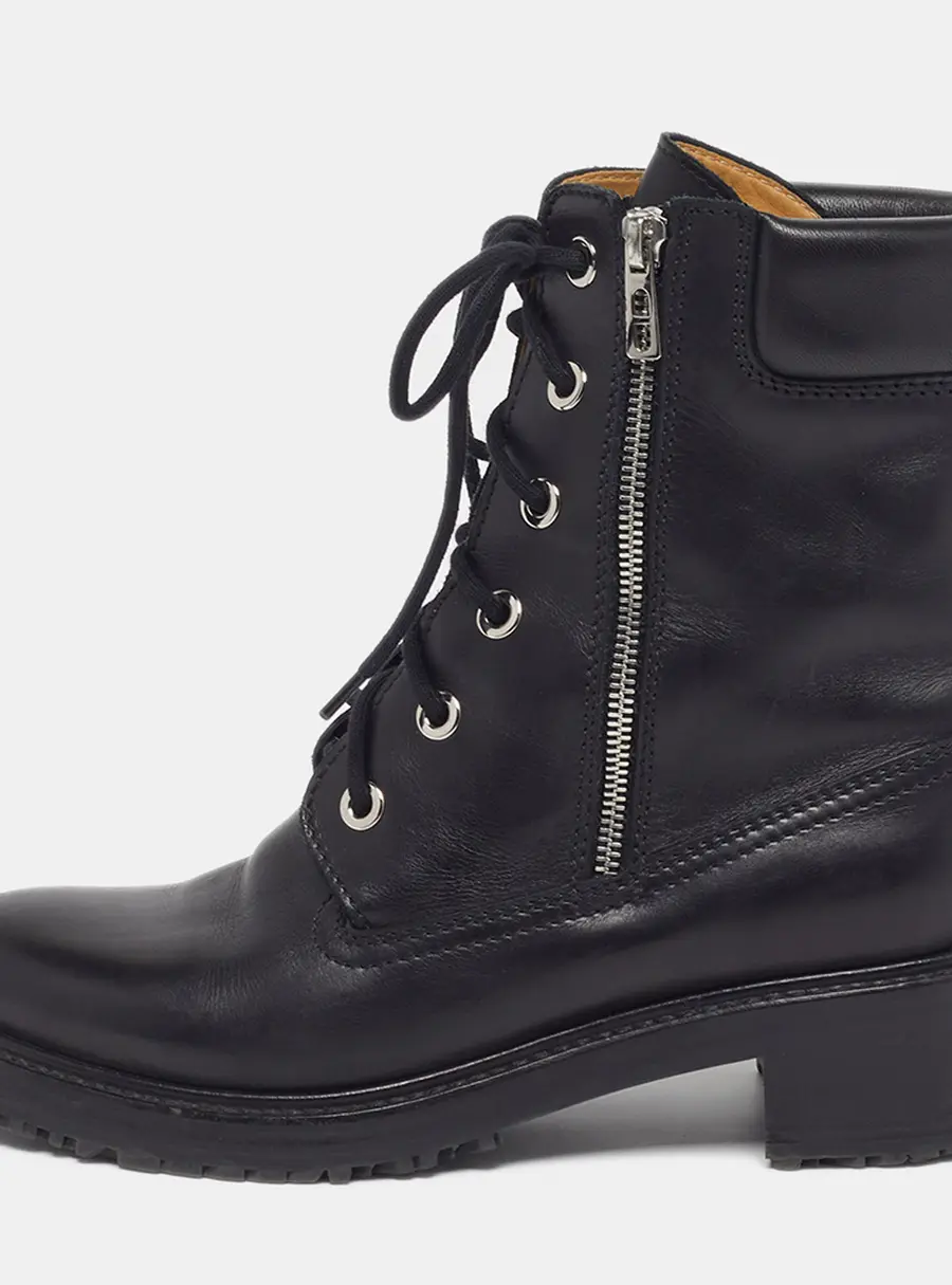 Hermes Veo Size 39 Black Leather Combat Boots