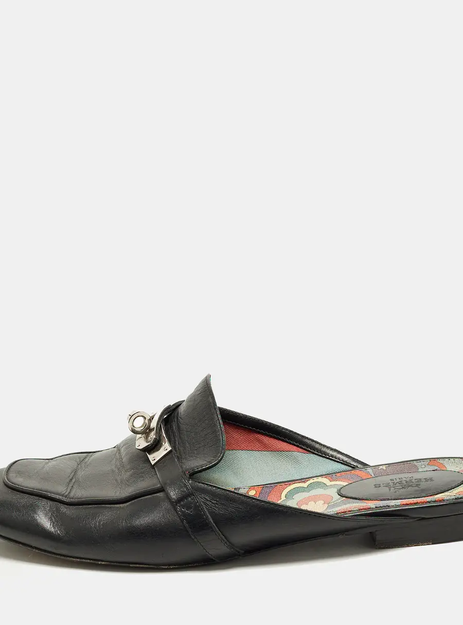 Hermes Oz Size 41 Black Leather Mules