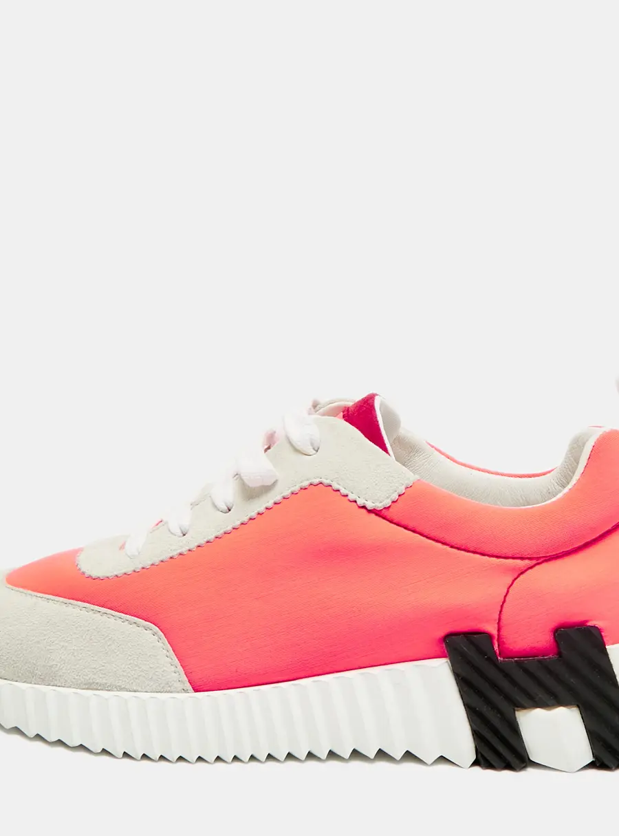 Hermes Bouncing Size 35 Grey/Red Fabric and Suede Low Top Sneakers