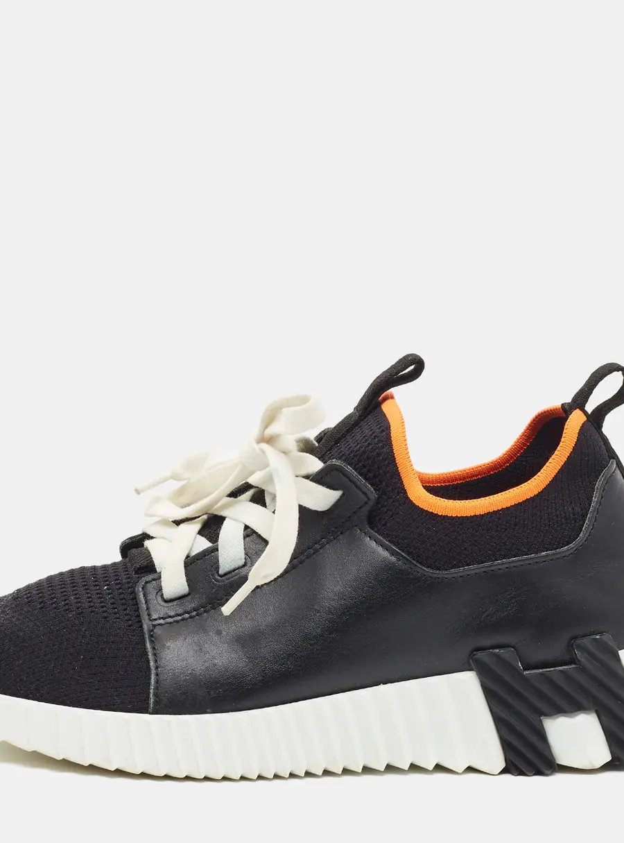 Hermes Depart Size 35 Black Canvas and Leather Low Top Sneakers