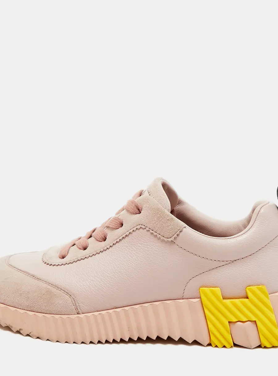 Hermes Bouncing Size 35.5 Pink Leather and Suede Low Top Sneakers