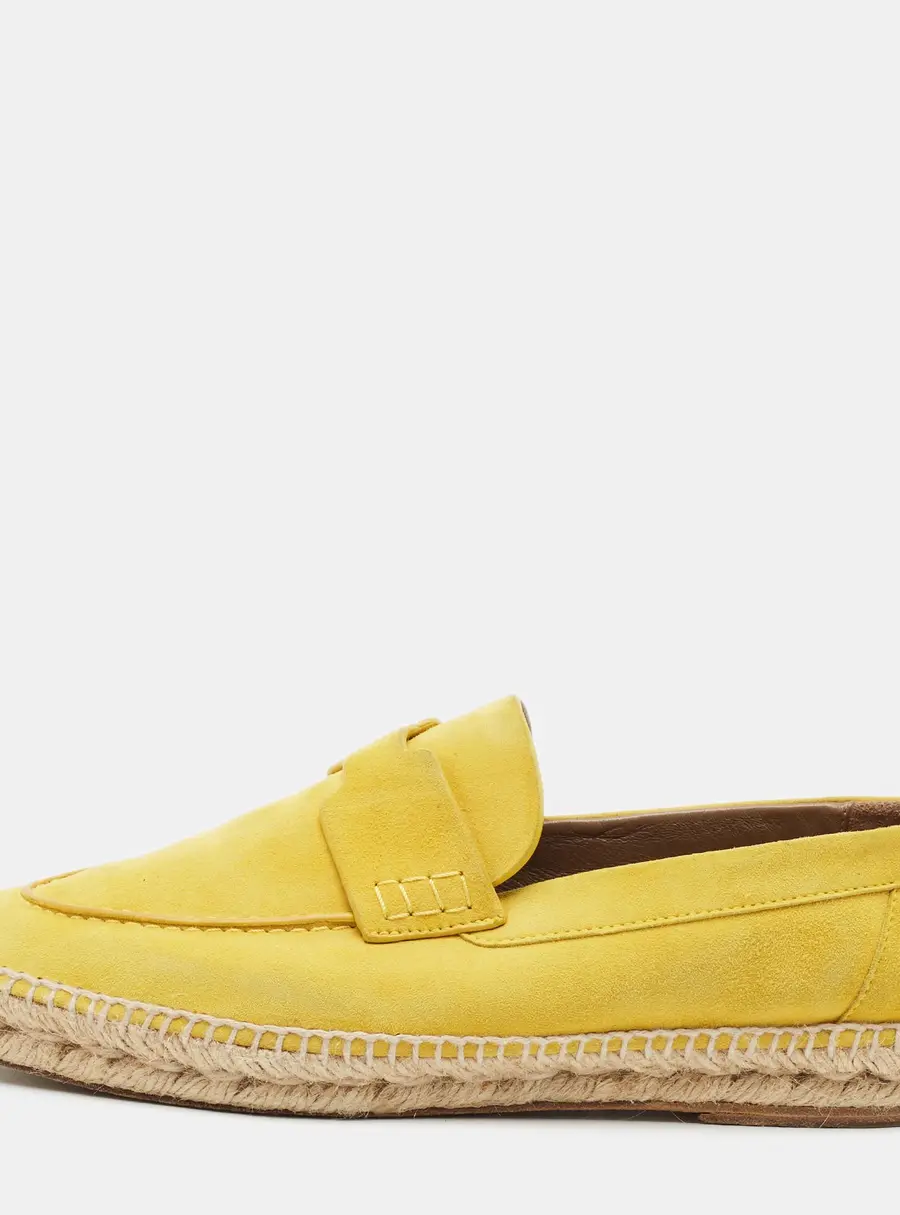 Hermes Trip Size 40 Yellow Suede Slip On Espadrille Loafers