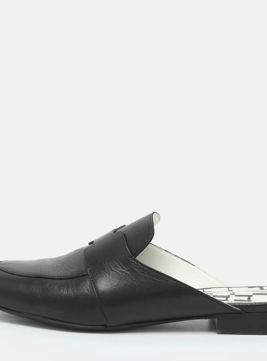 Hermes Catena Size 38 Black Leather Mules