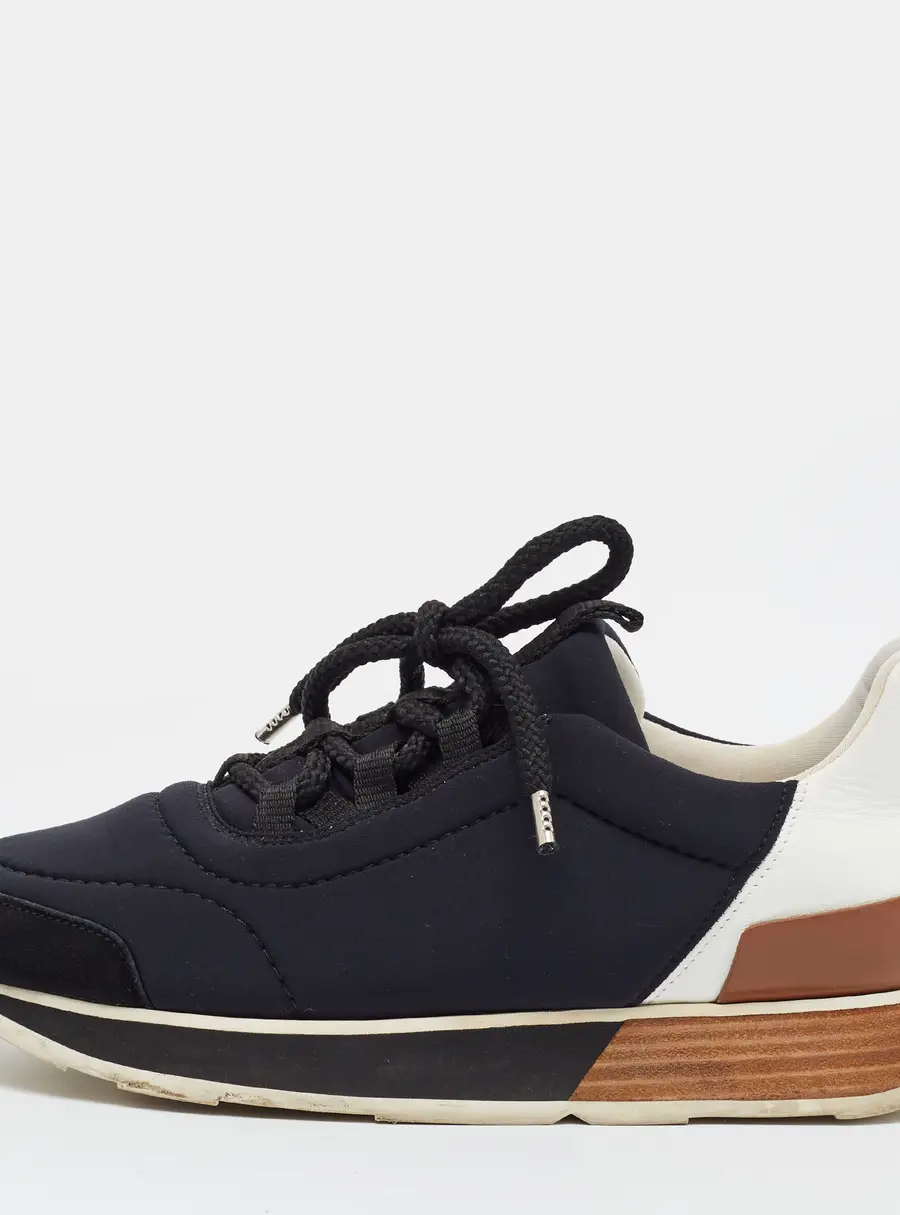 Hermes Miles Size 36 Black/White Leather and Neoprene Low Top Sneakers