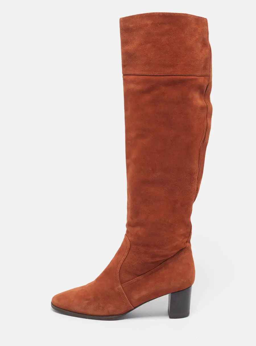Hermes Size 39 Brown Suede Knee Length Boots