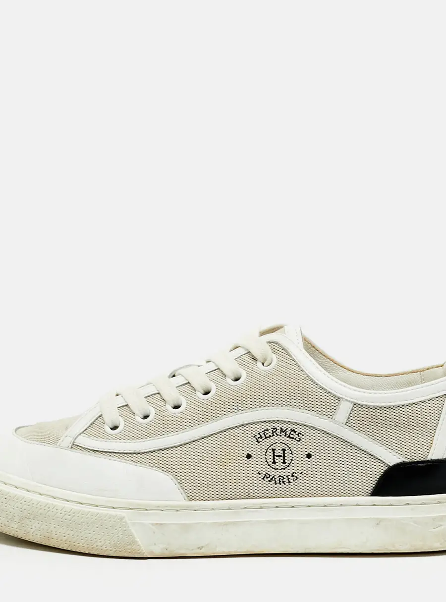 Hermes Get Size 37 Multicolor Leather and Canvas Low Top Sneakers