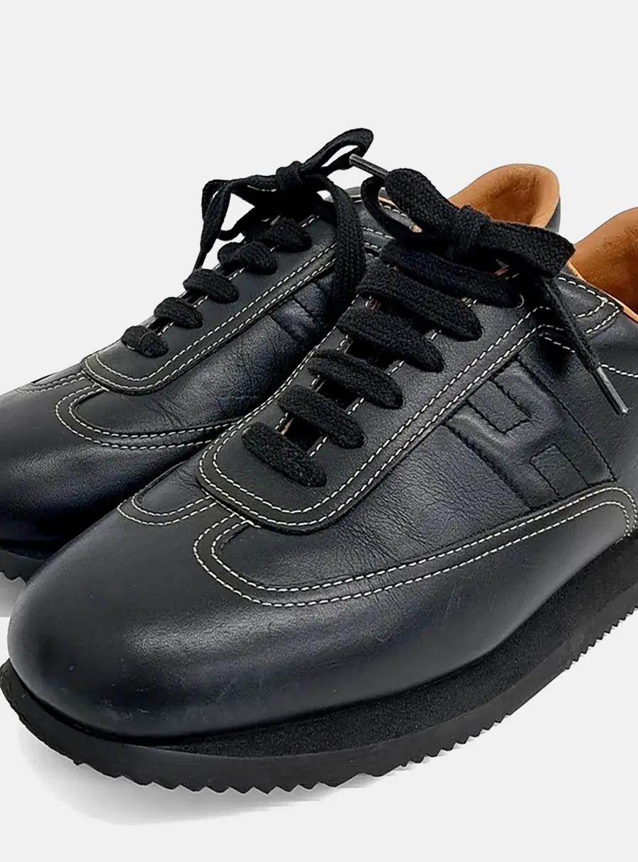 Herm&egrave;s Black Leather sneakers