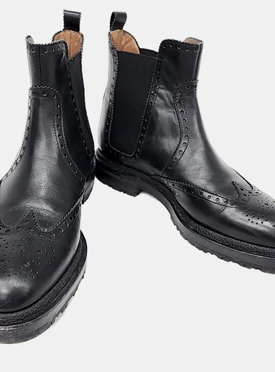 Herm&egrave;s Black Leather Brighton Low Ankle Boots