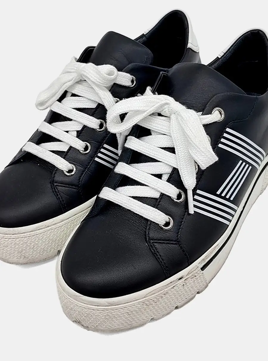 Herm&egrave;s Dare Black Leather Sneakers