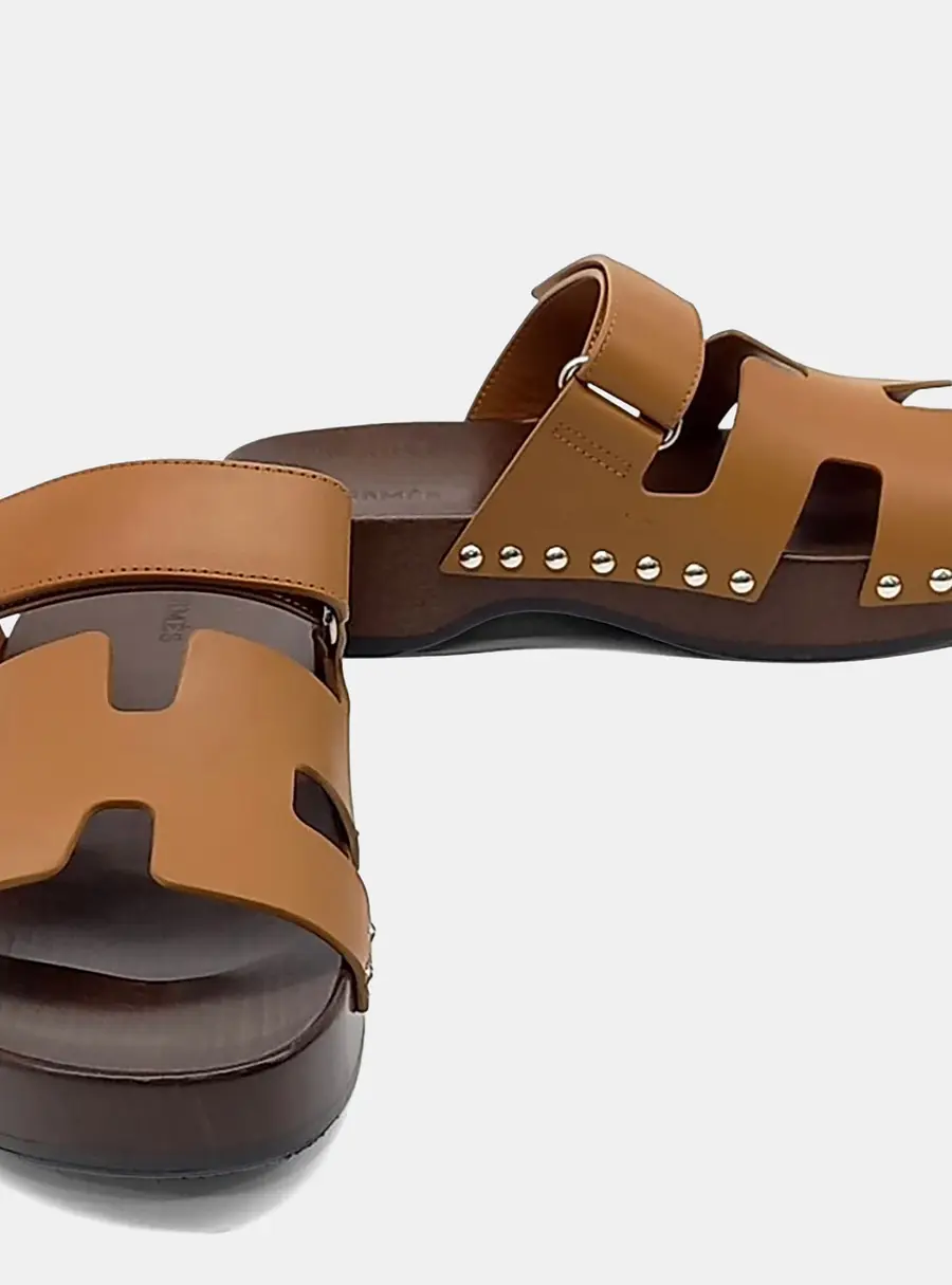 Hermès Cos Brown Leather Clogs EU 37