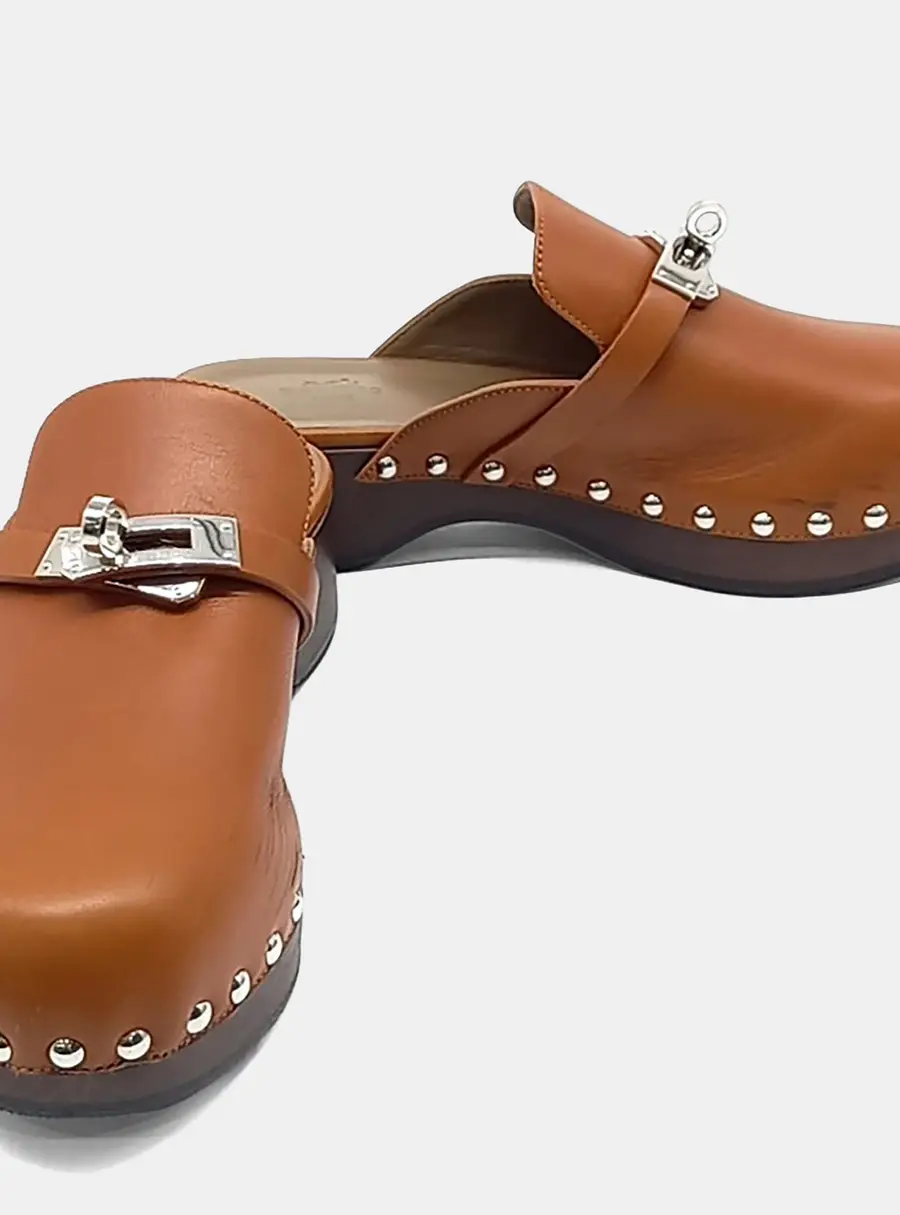 Hermès Carlotta Brown Leather Mules EU 36