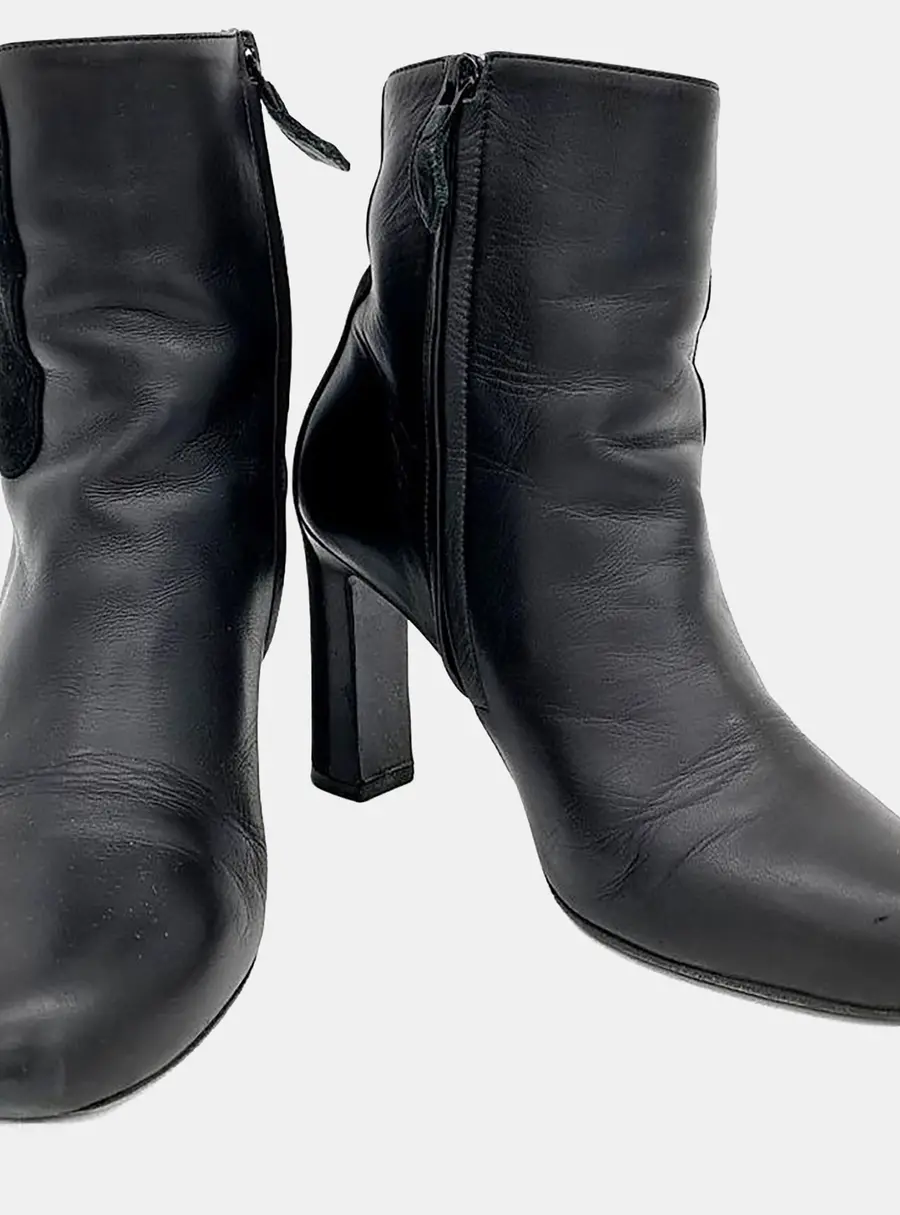 Hermes Black Leather Ankle Boots EU 37