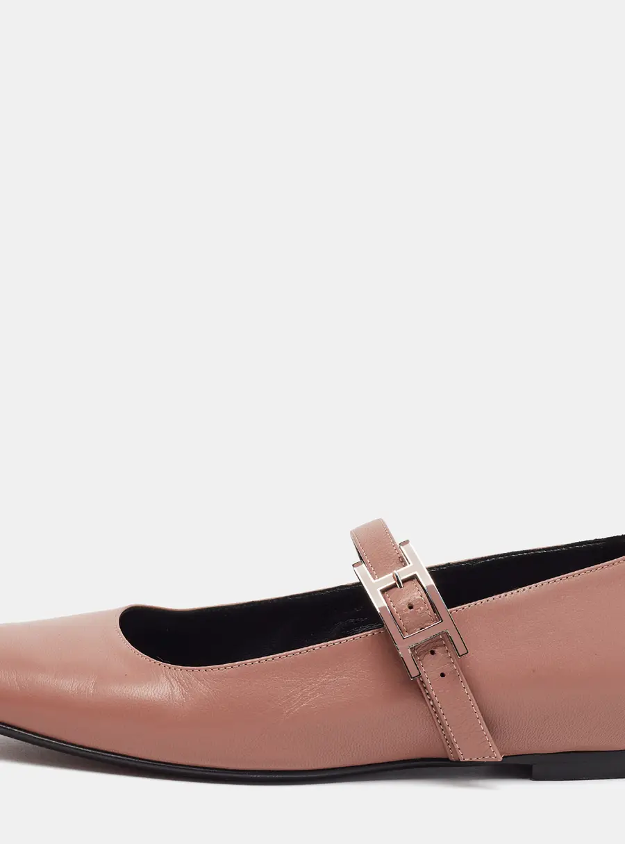 Hermes Jane Size 36 Dusty Pink Leather Ballet Flats