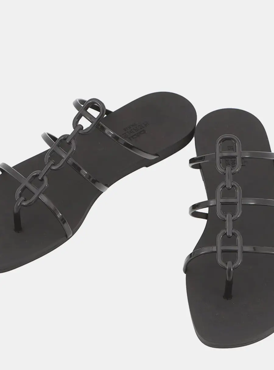 Hermes Mykonos Sandals Black Rubber Size 36