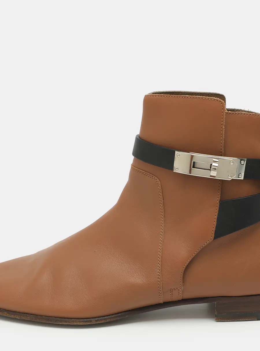 Hermes Neo Size 39.5 Brown Leather Ankle Length Boots
