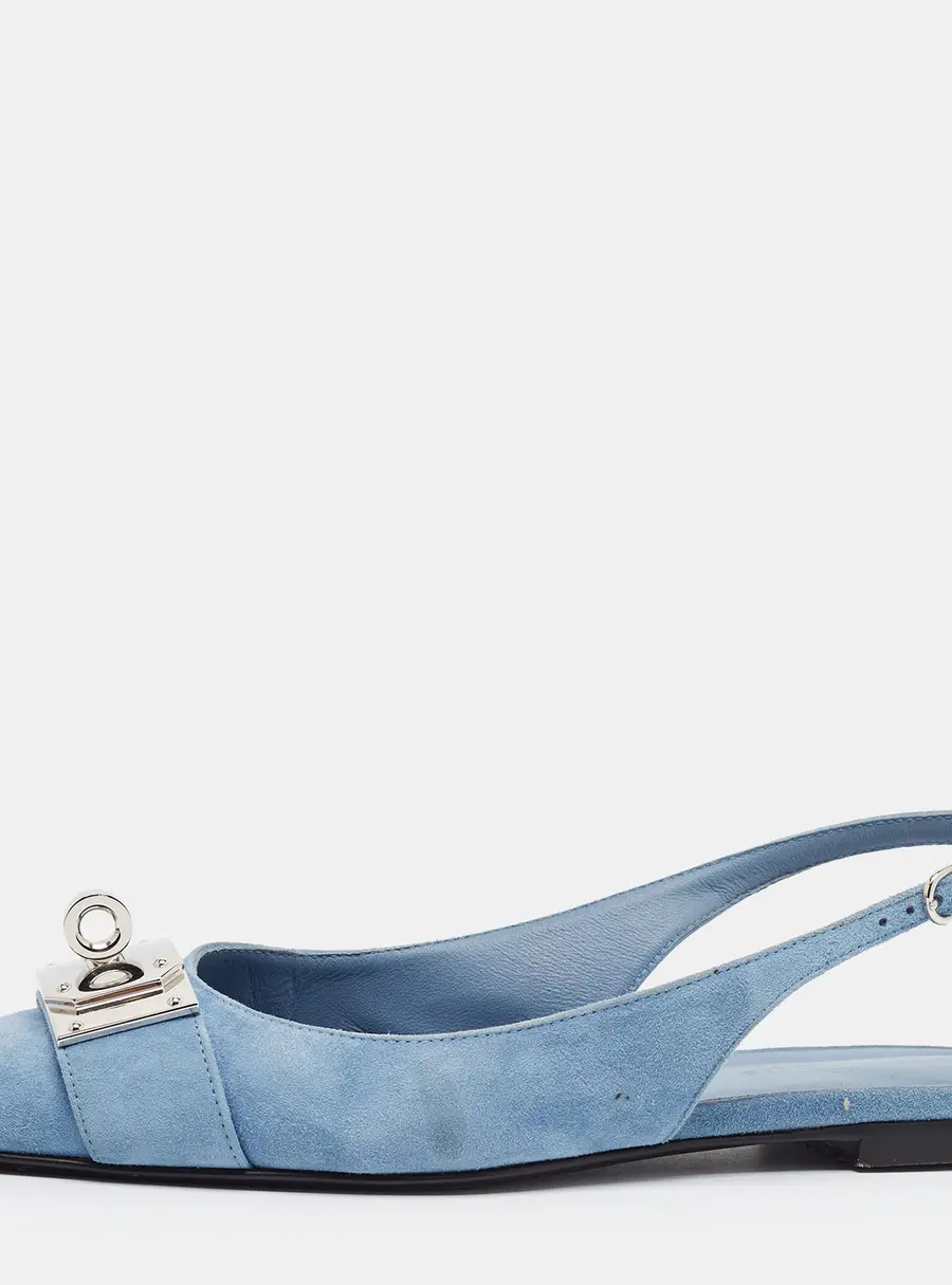 Hermes innocent Size 39 Blue Suede Slingback Flats
