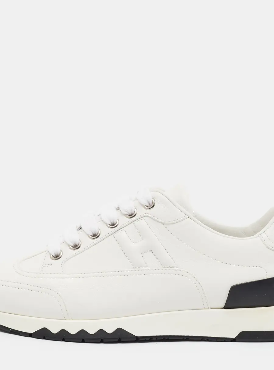 Herm&egrave;s Trail Size 35.5 White Leather Lace Up Sneakers
