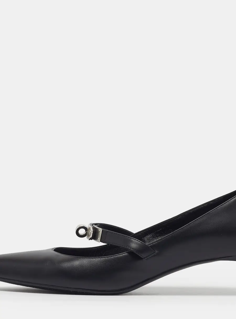 Hermes Kiara Size 39 Black Leather Pumps