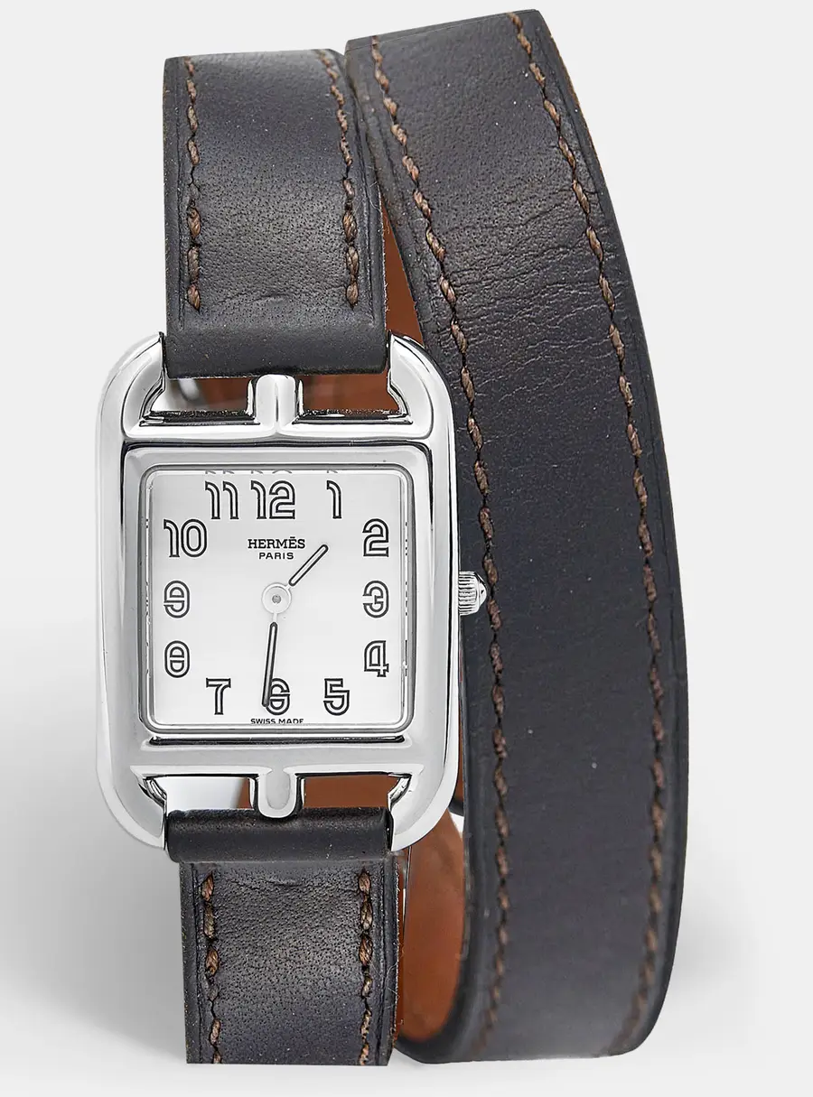 Hermes Cape Cod CC1.210 Silver Dial Stainless Steel Leather Women's Wristwatch 23 mm