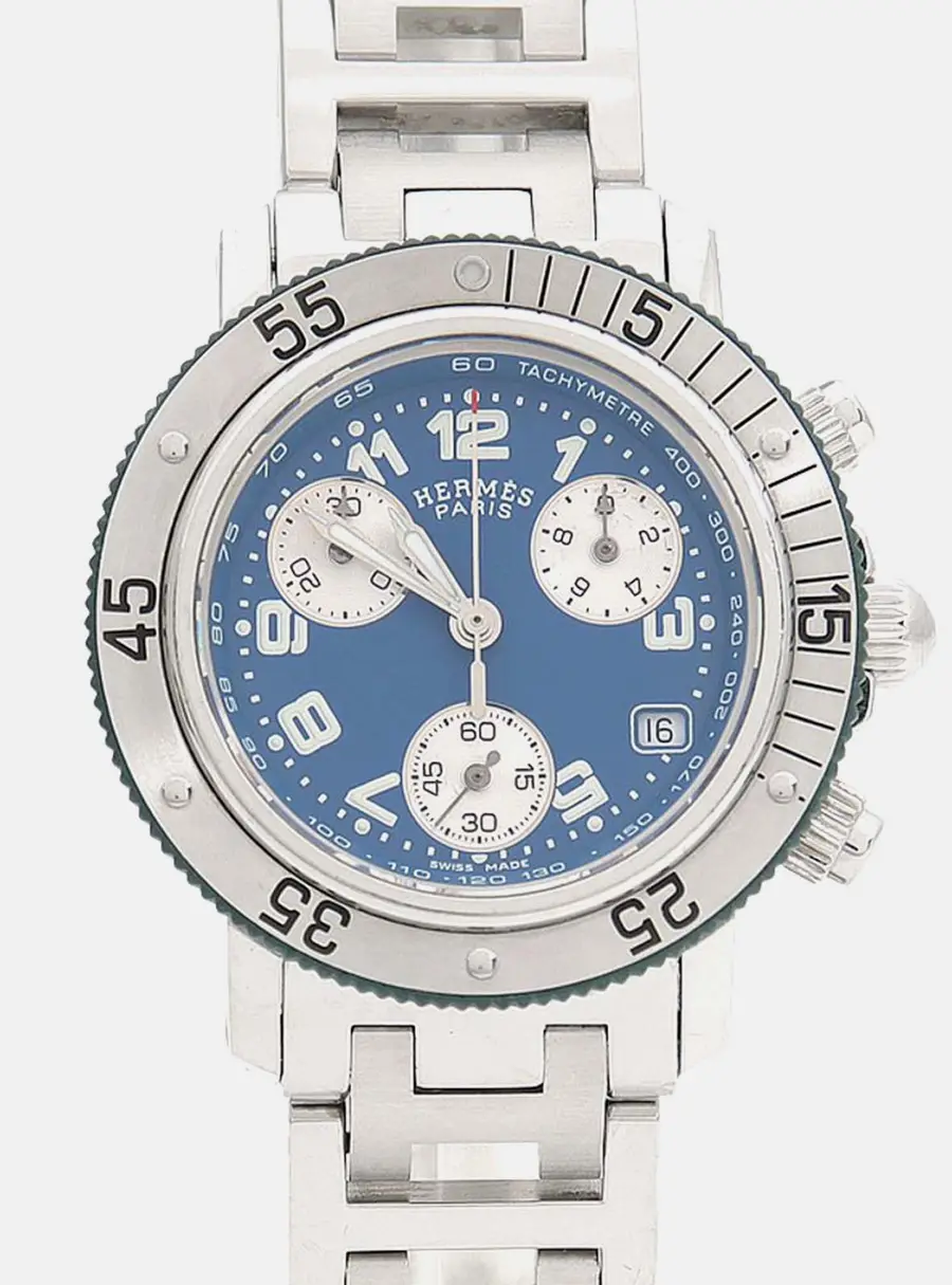 Hermes Clipper CL2.317 Quartz Blue Stainless Steel Women's Wristwatch 33.5 mm