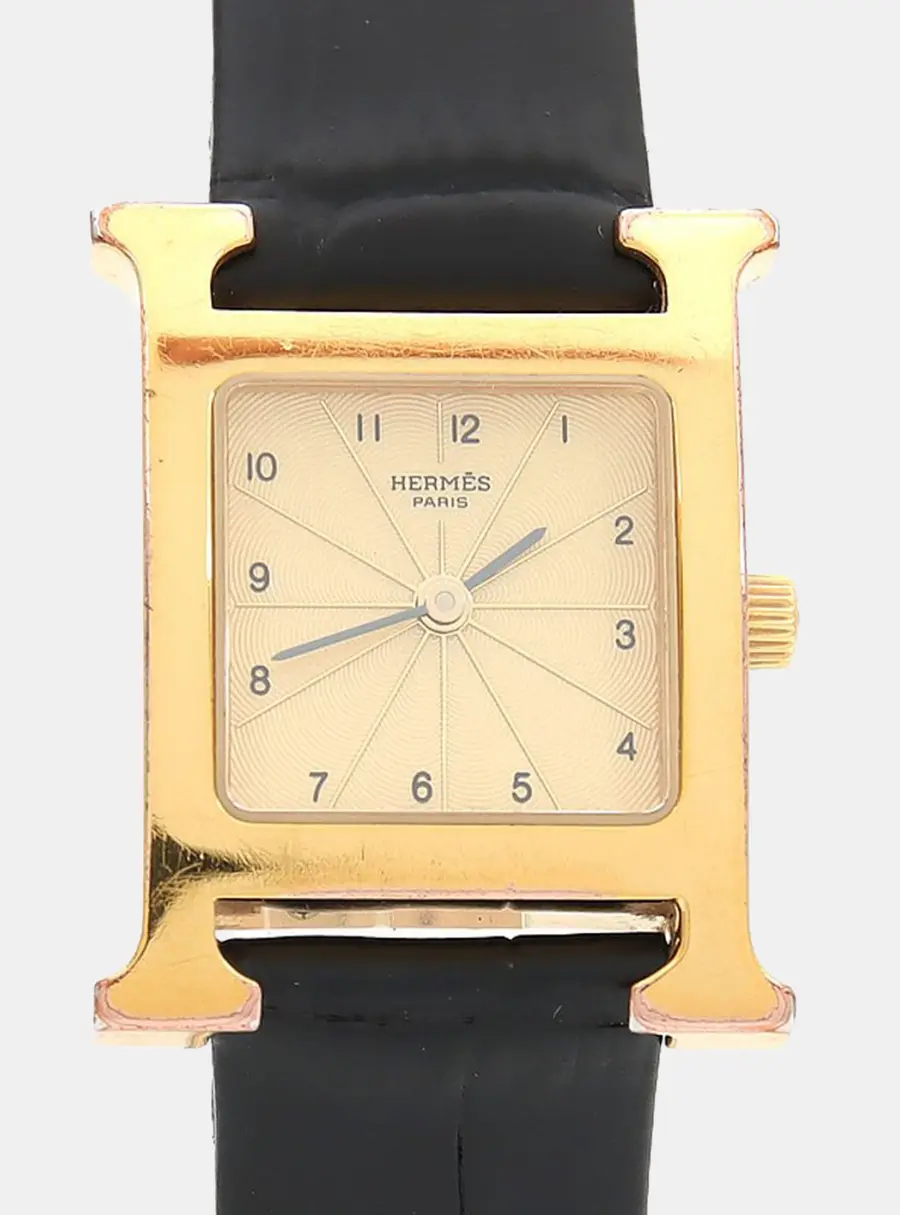 Hermes Heure H HH1.201 Quartz Gold Plated Stainless Steel Womens Wristwatch 21 mm
