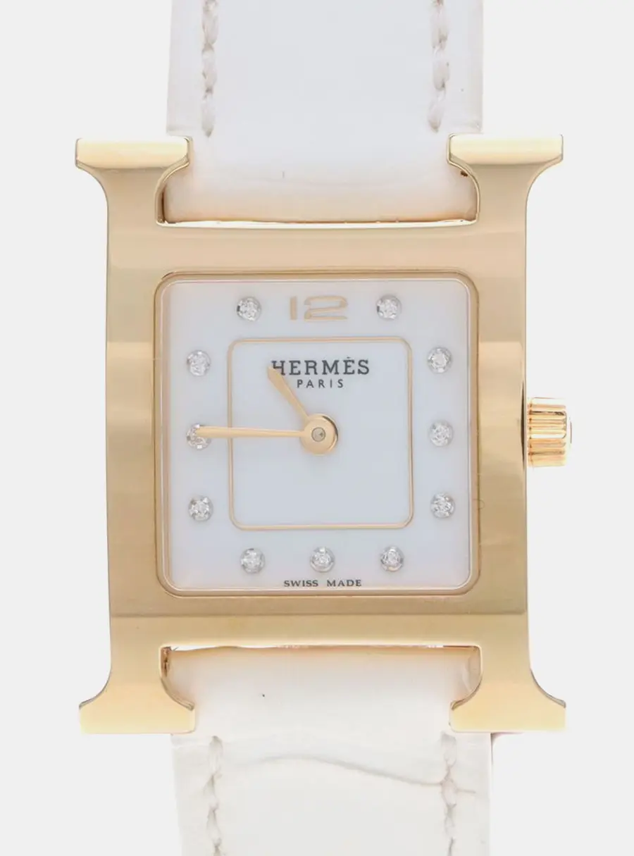 Hermes Heure H HH1.202b Quartz Gold Plated Stainless Steel Women's Wristwatch 21.5 mm