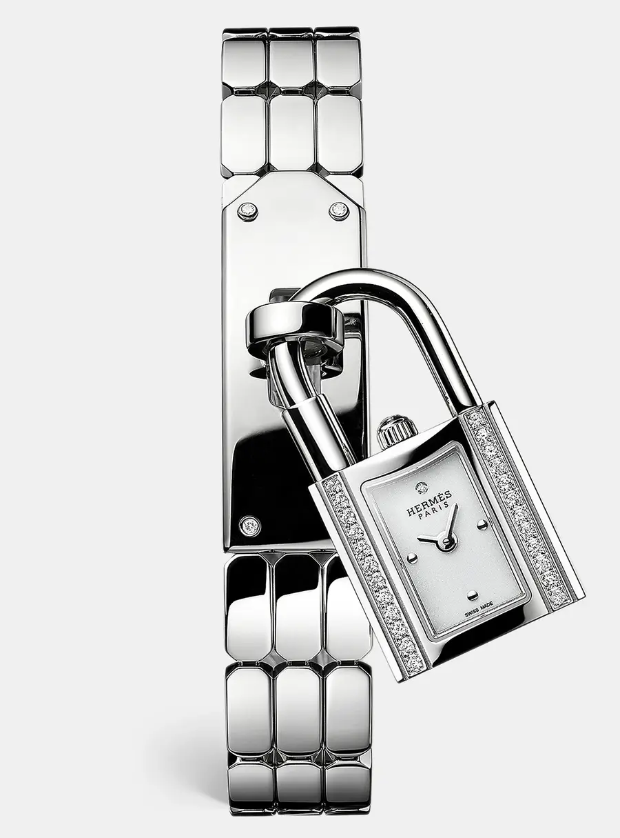 Hermes Kelly KE4.130 Glittered White Dial Stainless Steel Women's Wristwatch 16 mm