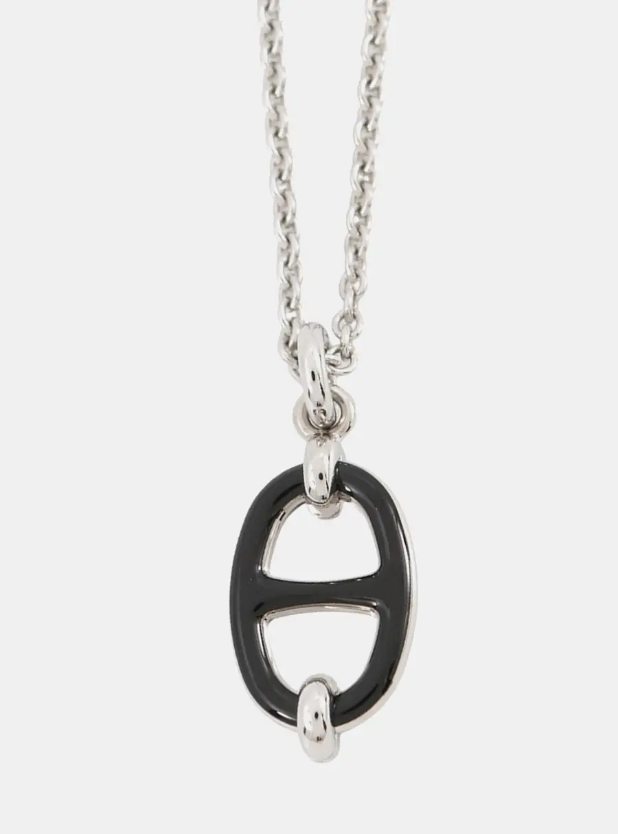 Hermes Maillon Necklace Black Lacquer Metal
