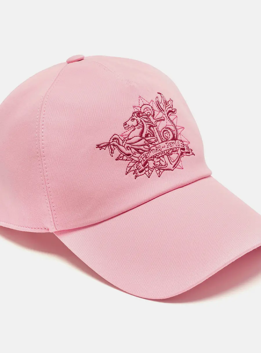 Hermes Pink Cotton Max L'Aventure Baseball Cap Size 57