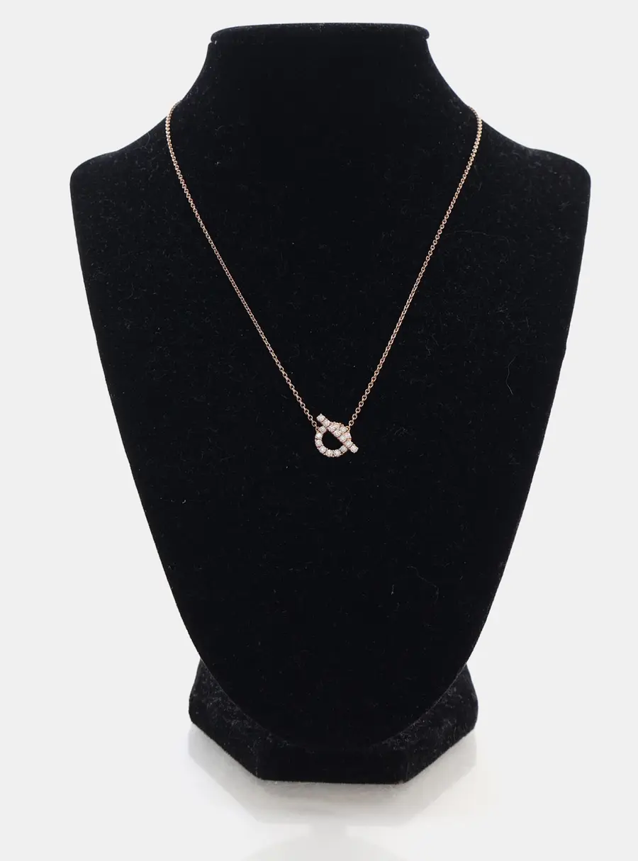 Hermes 18K Rose Gold Diamond Finesse Pendant Necklace