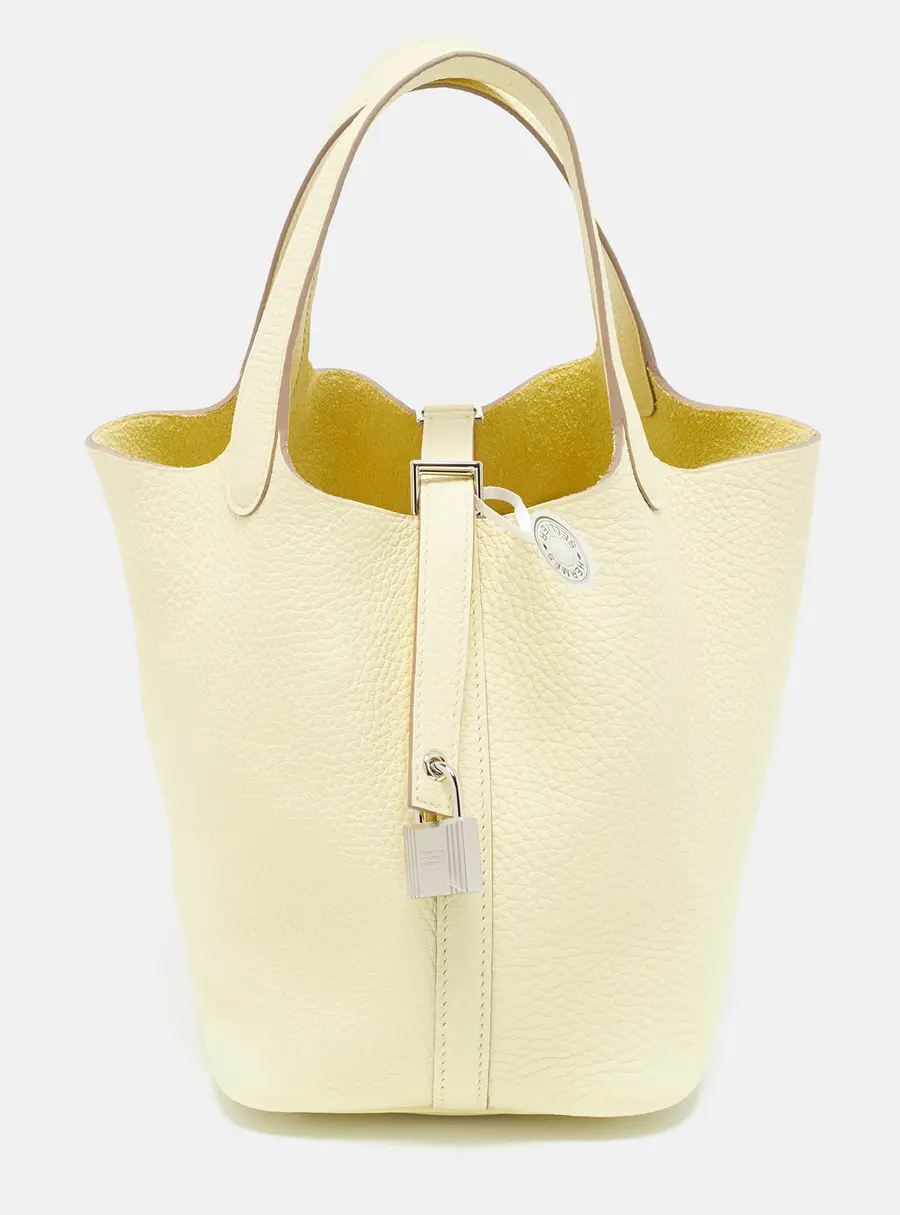Hermes Picotin Lock 18 Jaune Milton Taurillon Clemence Leather Tote