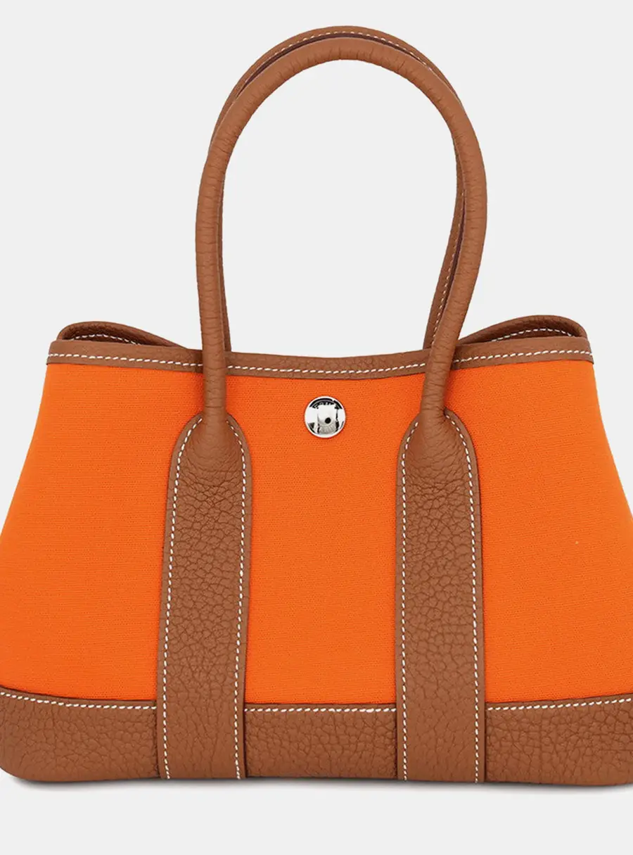 Hermes Neo Garden Feu Toile Officier Negonda Leather Size 23 Top Handle Bag