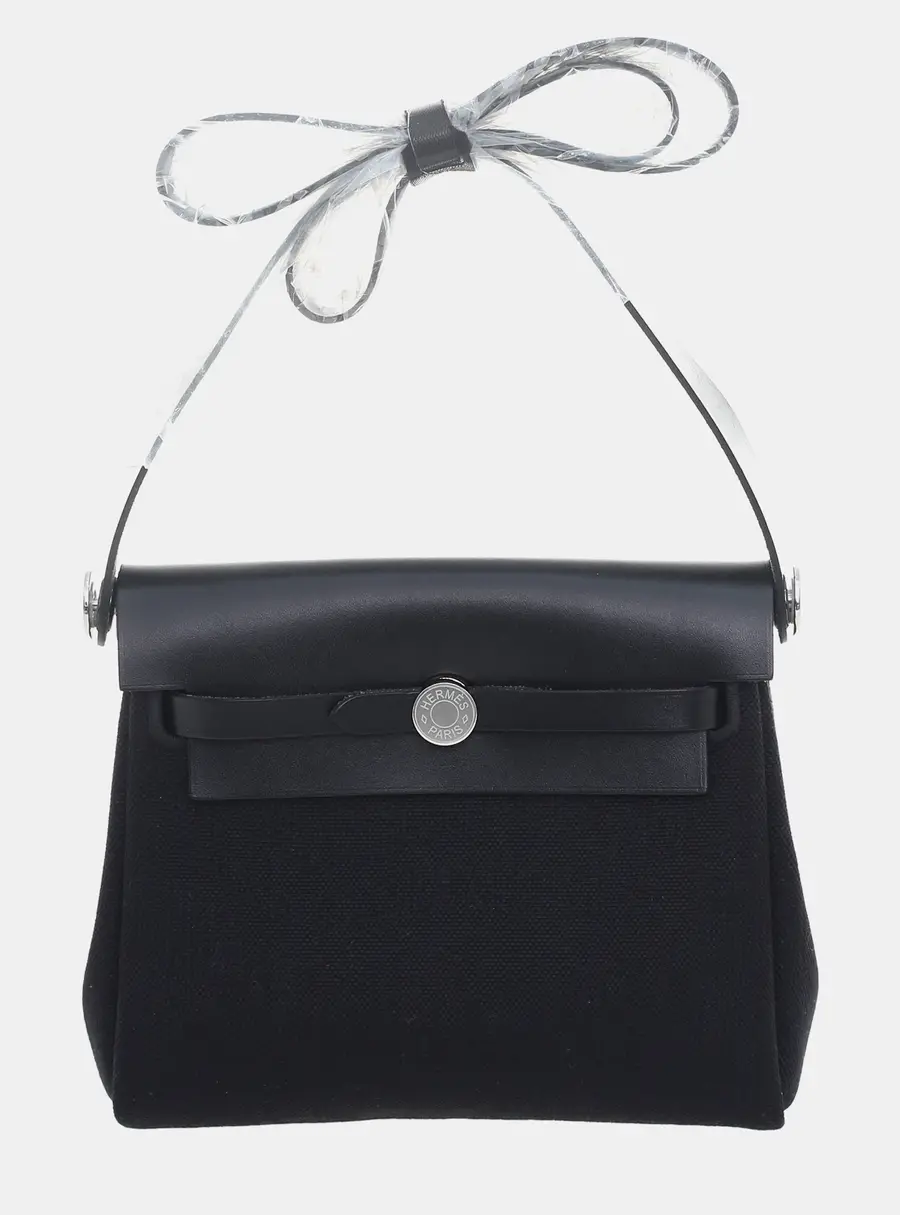 Hermes Mini Herbag Zip Retourne 20 Black Canvas