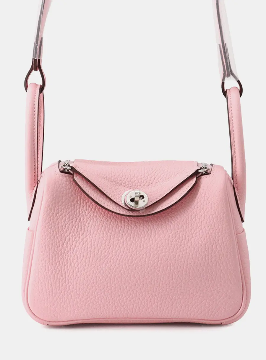 Hermes Lindy Verso Rose Sakura/Grisper Taurillon Clemence Size Mini