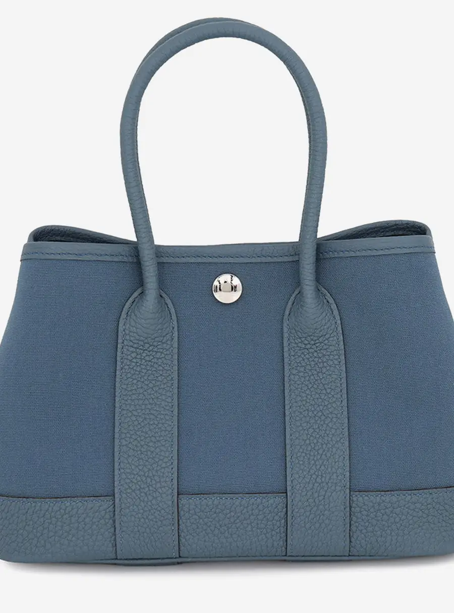 Hermes Neo Garden Blue Tempete Toile Officier Negonda Leather Size 23