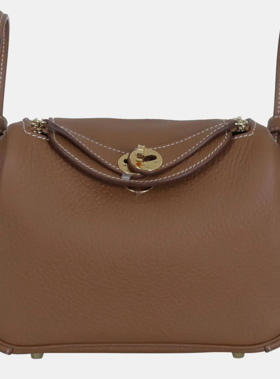 Hermes Lindy Mini Gold Clemence Leather Shoulder Bag
