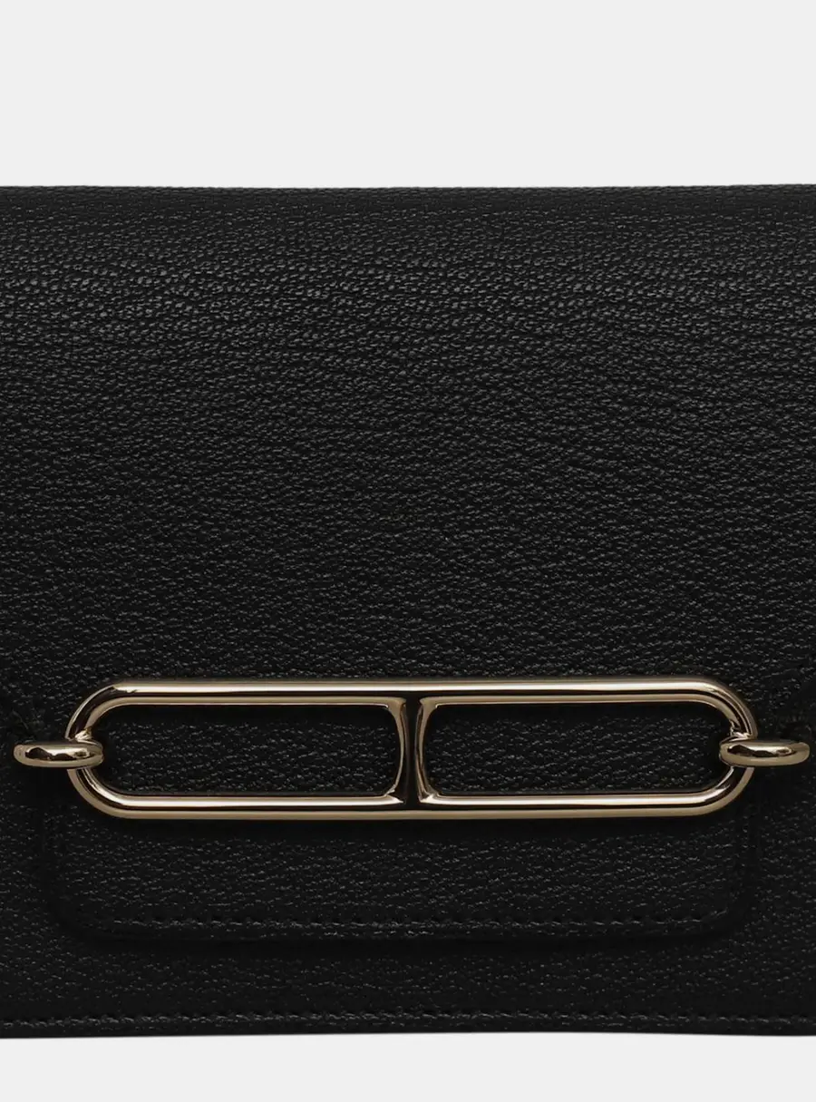 Hermes Roulis Black Mysore Goatskin Leather Wallet Bag