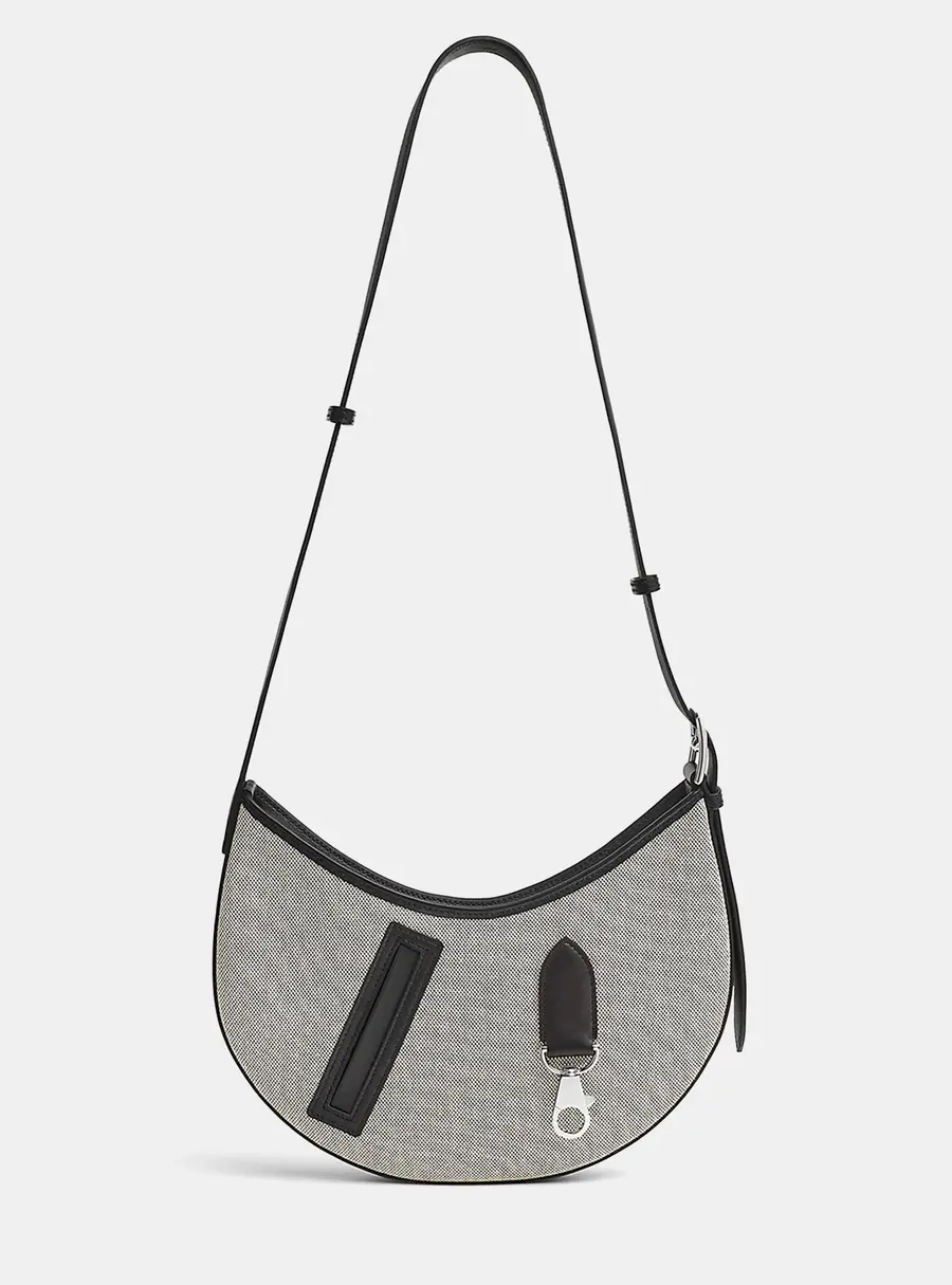 Hermes Ecru Black Sac P'tit Arcon Toile & Cuir Bag